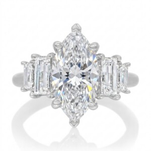 Marquise and Baguette Five Stone Engagement Ring