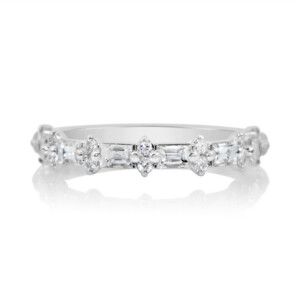 Baguette and Stacked Round Wedding Band
