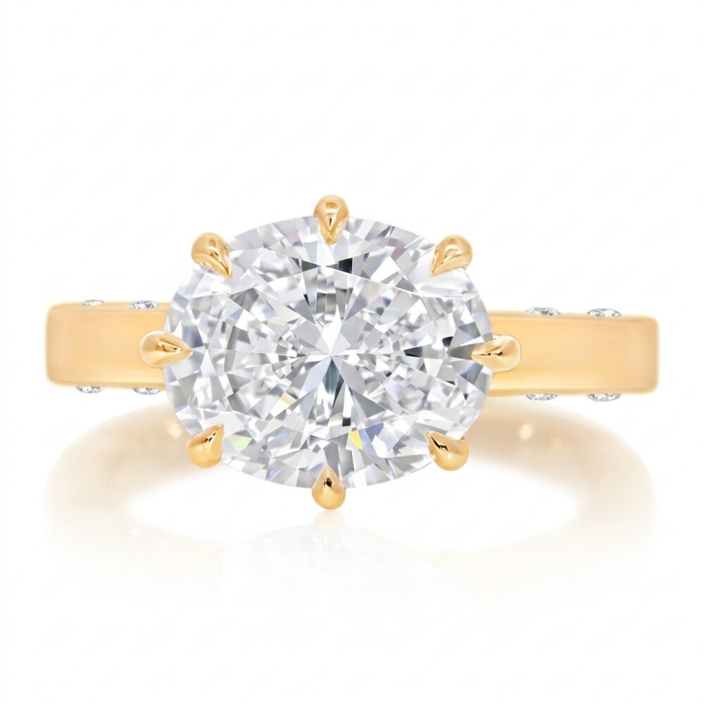 Burnished Diamond Shank Engagement Ring