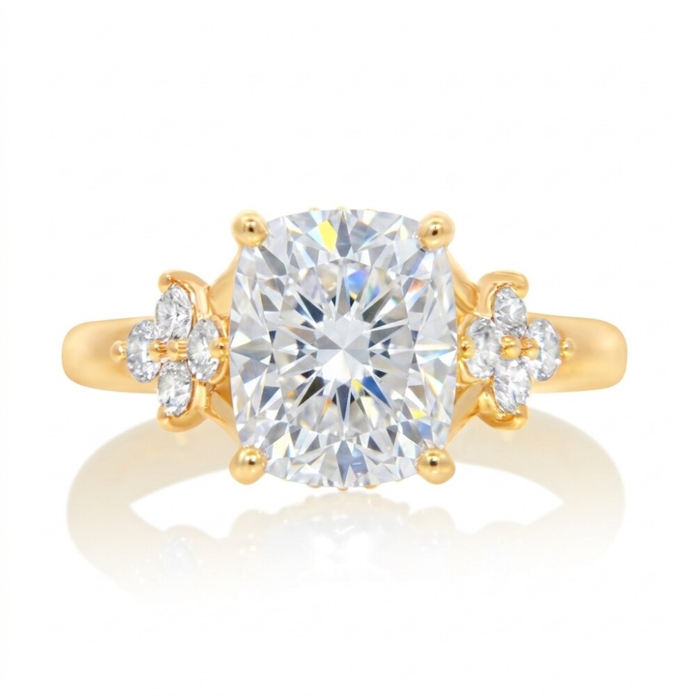 Cushion Diamond Cluster Engagement Ring