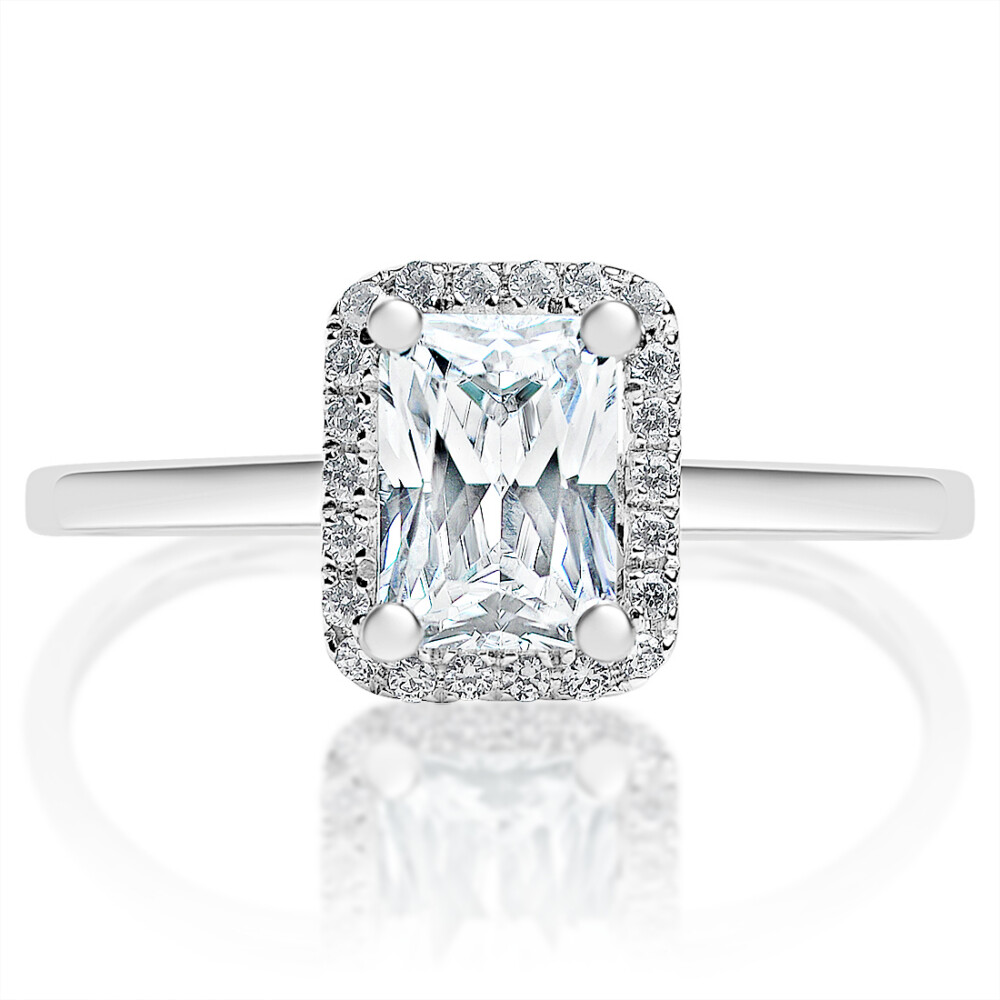 Emerald Halo High Polish Engagement Ring