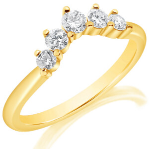 Round Diamond Curved Wedding Band