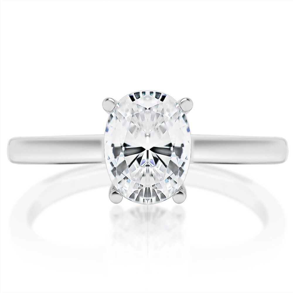 Oval Solitaire Cathedral Set Engagement Ring