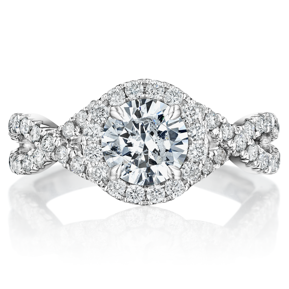 Round Halo Twist Engagement Ring