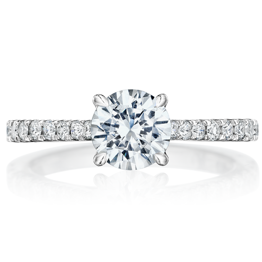 Graduated Shank Classic Round Diamond Engagement Ring