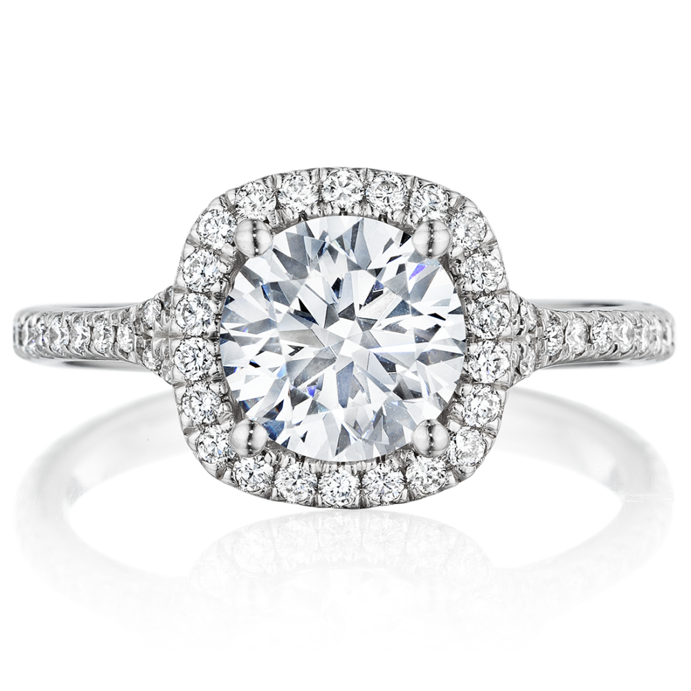 Cushion Halo Split Shank Engagement Ring