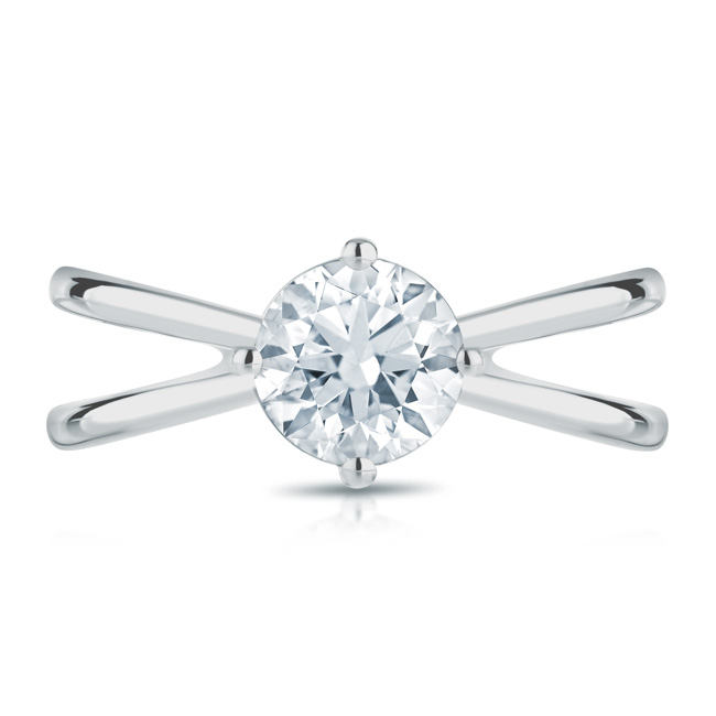Cross Band Kite Set Solitaire Engagement Ring