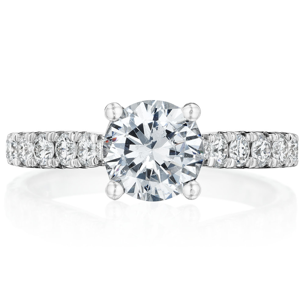 Tapered Shank Round Diamond Engagement Ring