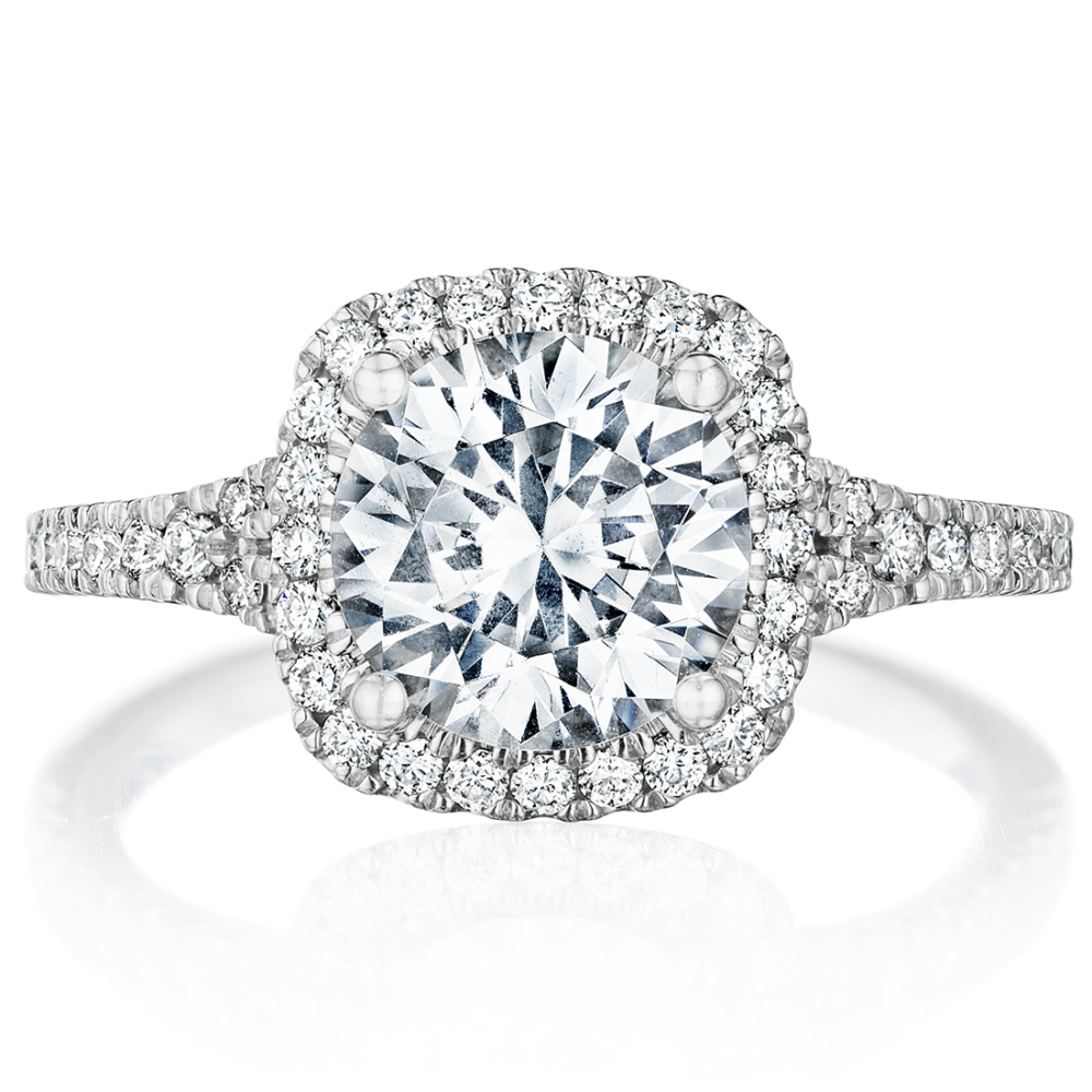 Cushion Halo Split Shank Engagement Ring
