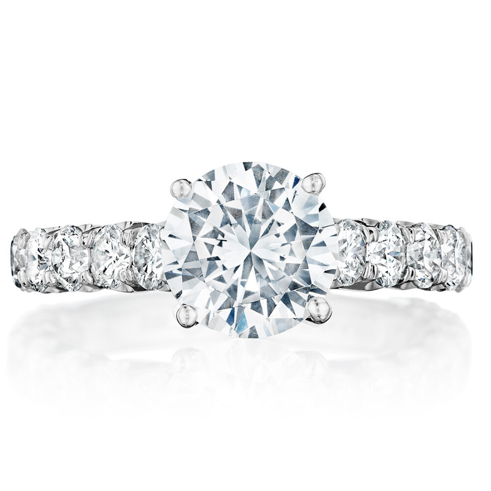 Large Diamond Split Prong Round Diamond Engagement Ring