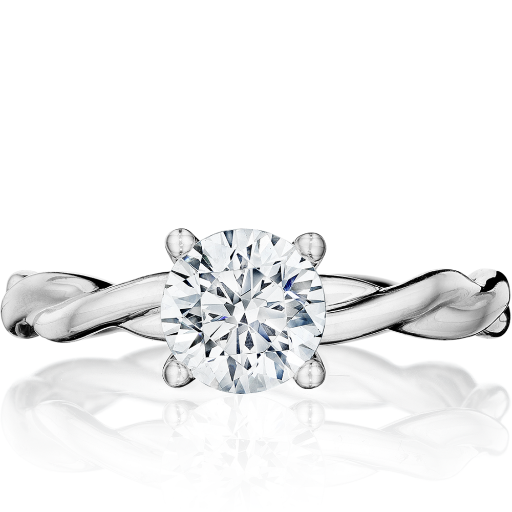 Round Solitaire Twist Shank Engagement Ring