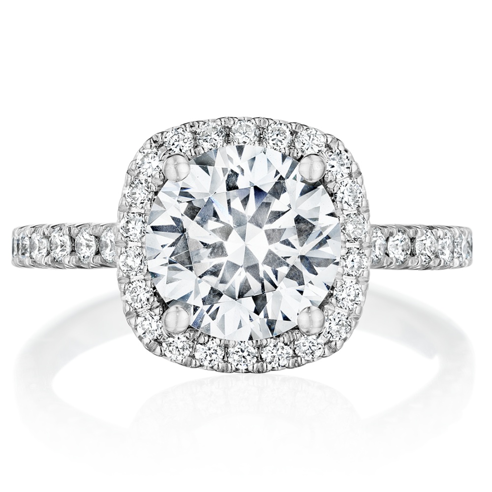 Cushion Halo Diamond Band Engagement Ring