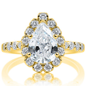 Scalloped Pear Halo Engagement Ring