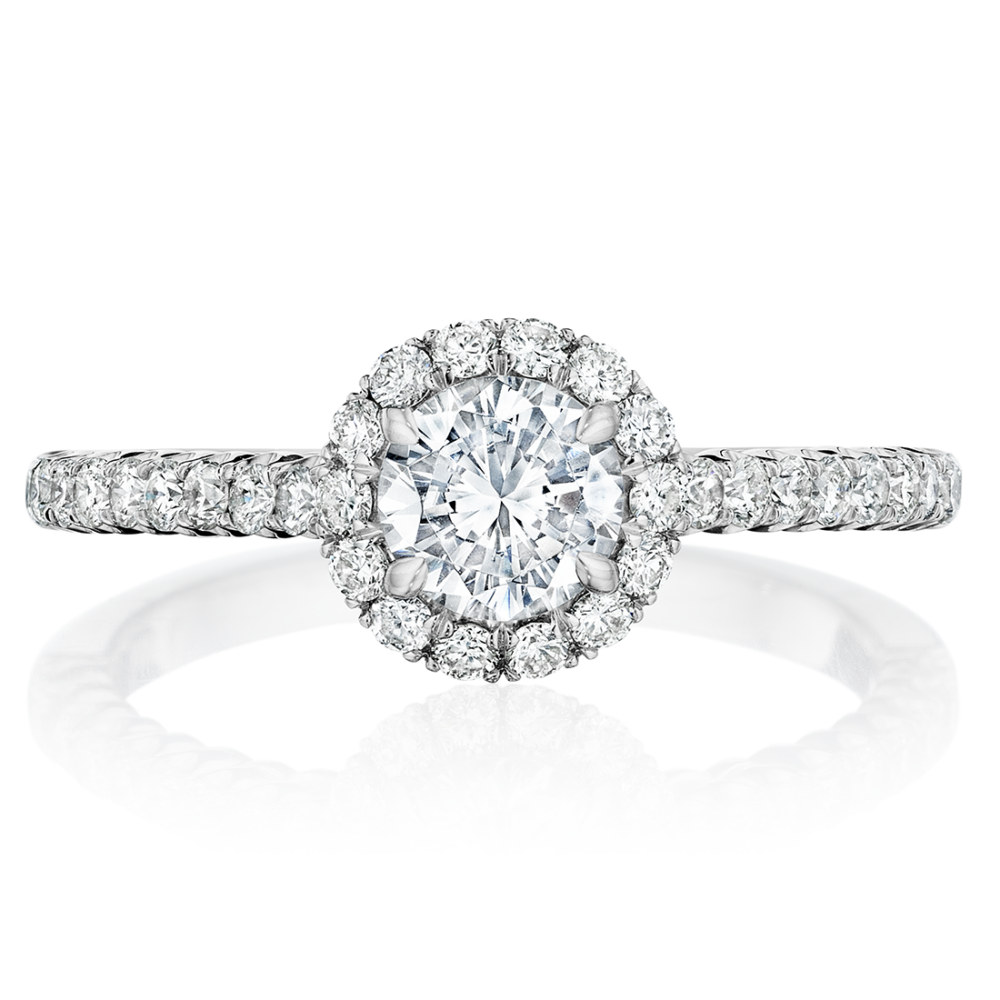 Scalloped Round Halo Engagement Ring