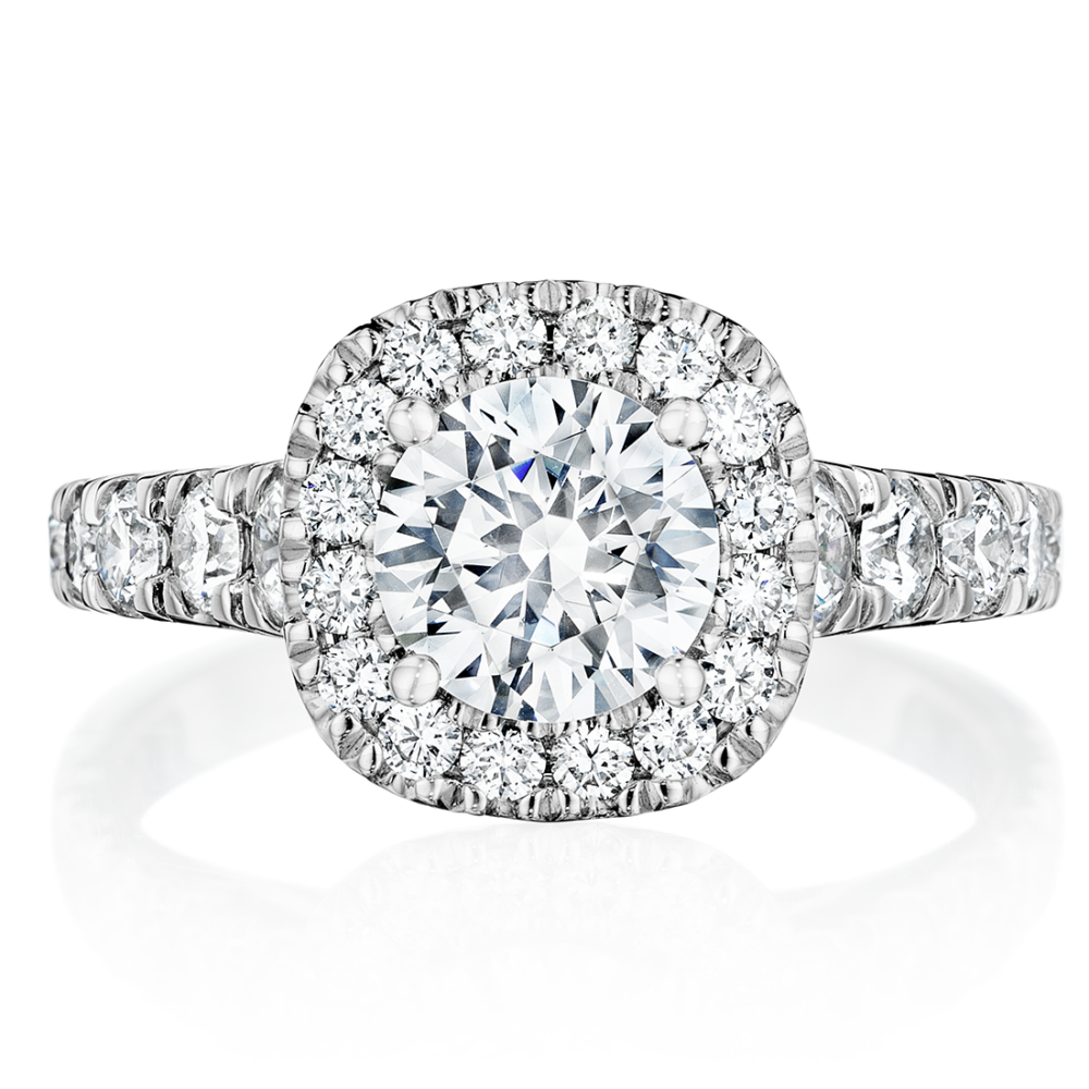 Cushion Halo Graduated Hank Engagement Ring