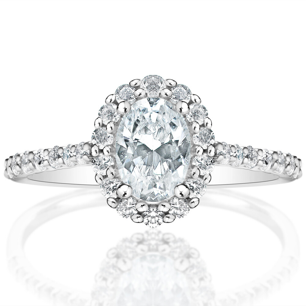 Oval Scalloped Halo Engagement Ring