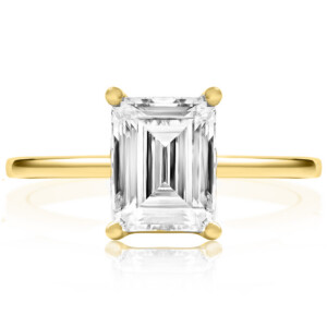 Emerald Solitaire Thin Band Engagement Ring