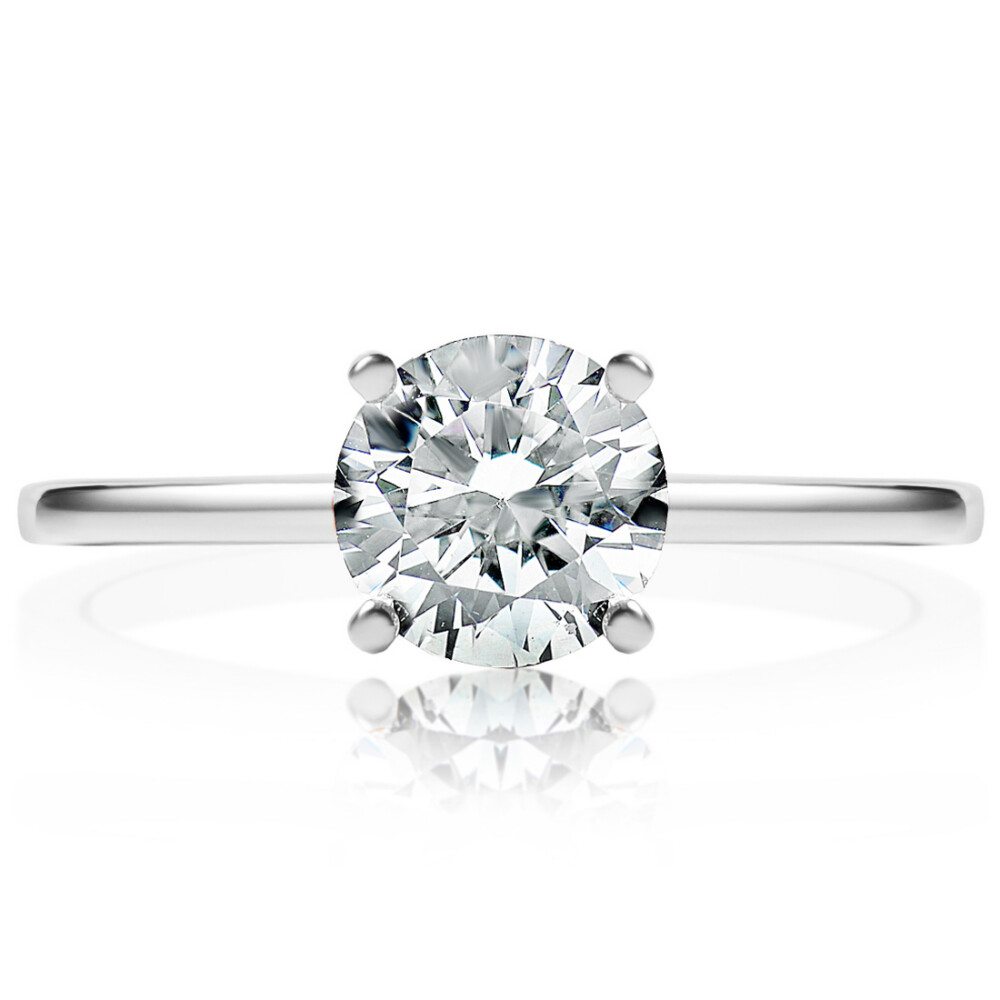 Round Solitaire Thin Band Engagement Ring