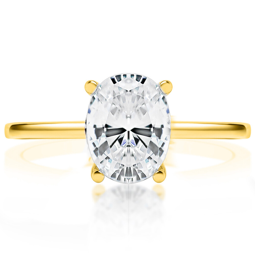 Oval Solitaire Thin Band Engagement Ring