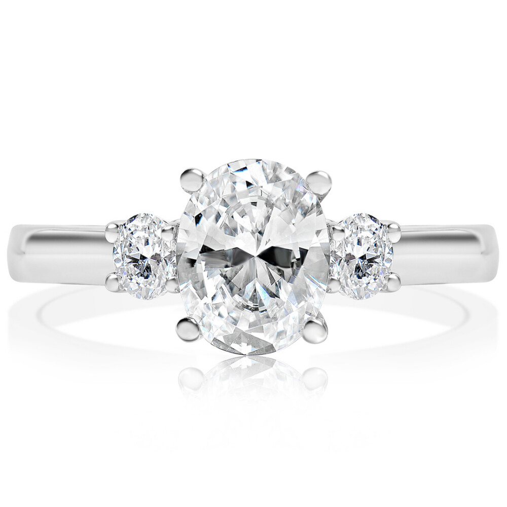 Oval Diamond Sidestones Engagement Ring