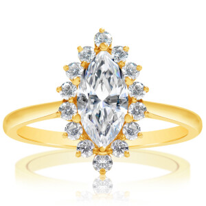 Marquise Halo High Polish Band Engagement Ring