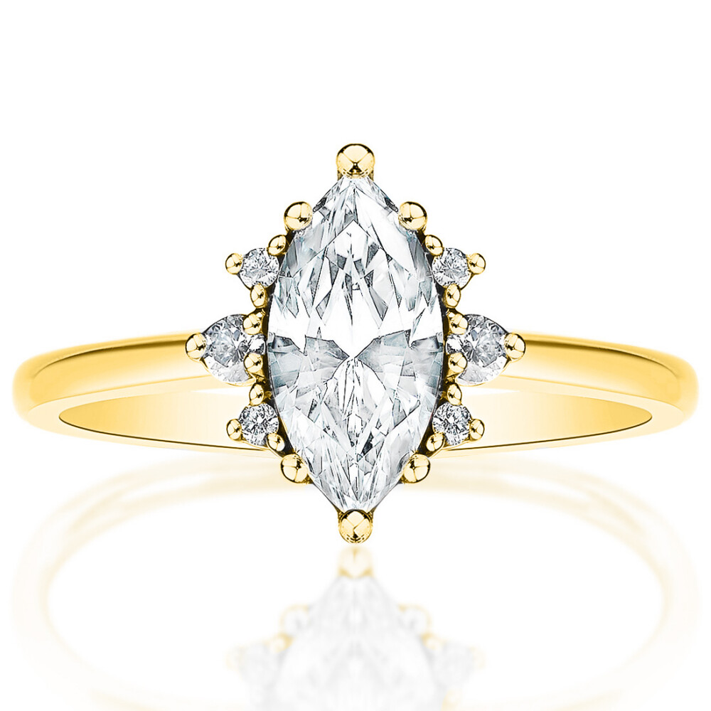 Marquise Diamond Cluster Engagement Ring
