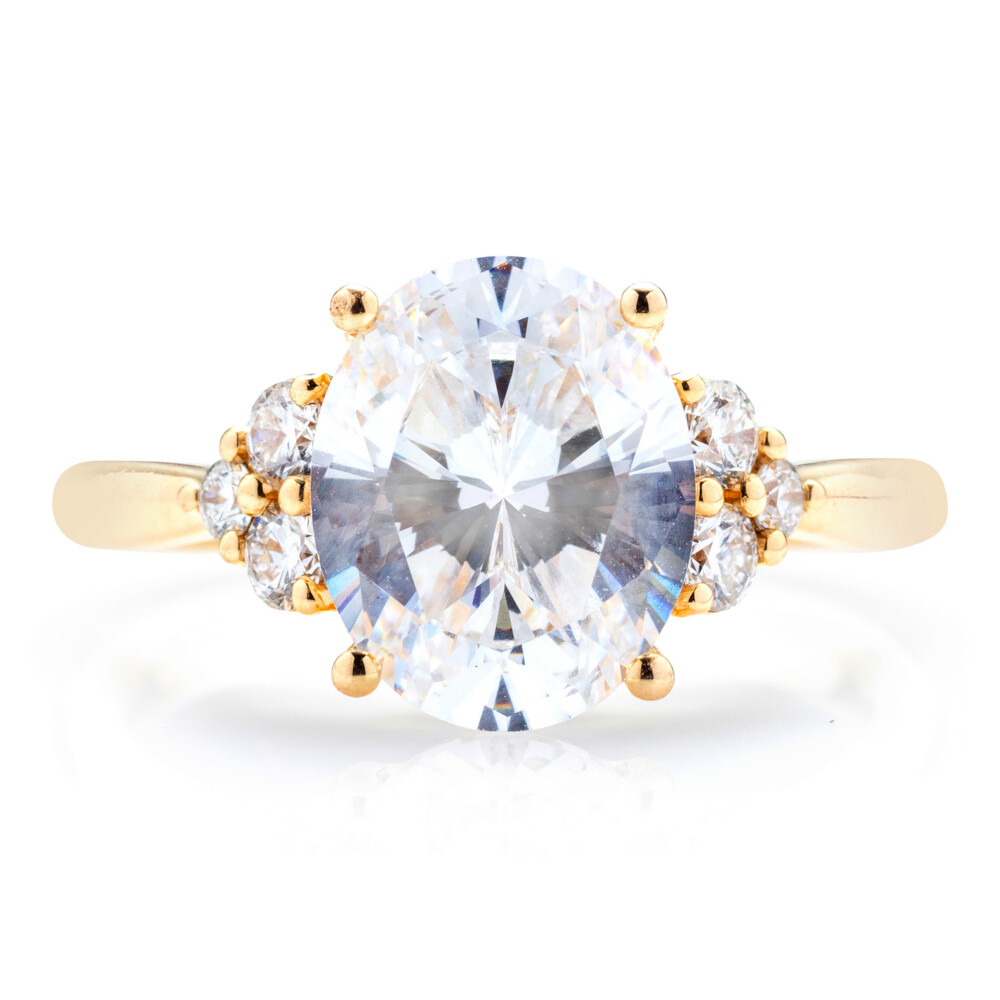 Oval Diamond Cluster Engagement Ring