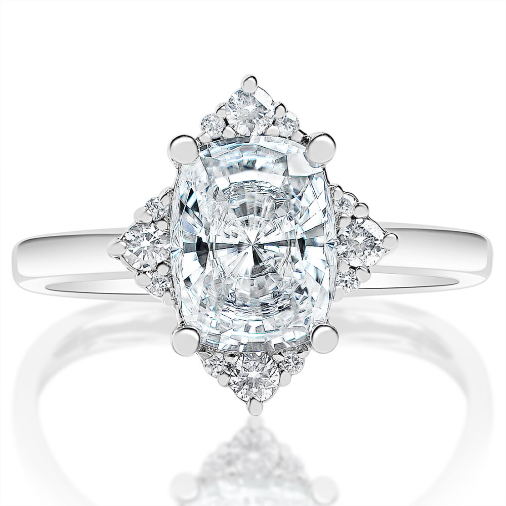 Cushion Diamond with Cluster Halo Engagement Ring