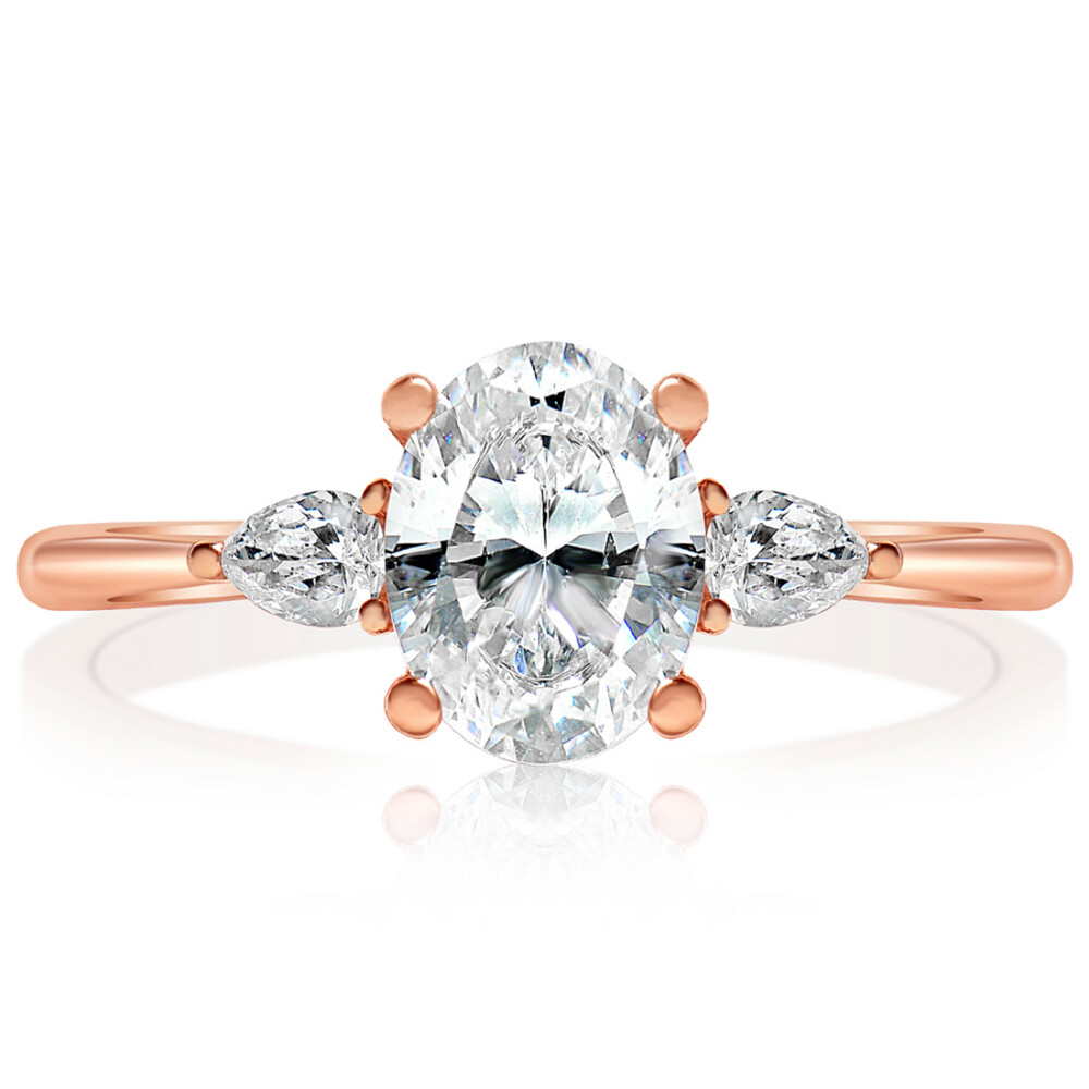 Oval Diamond Pear Sidestones Engagement Ring