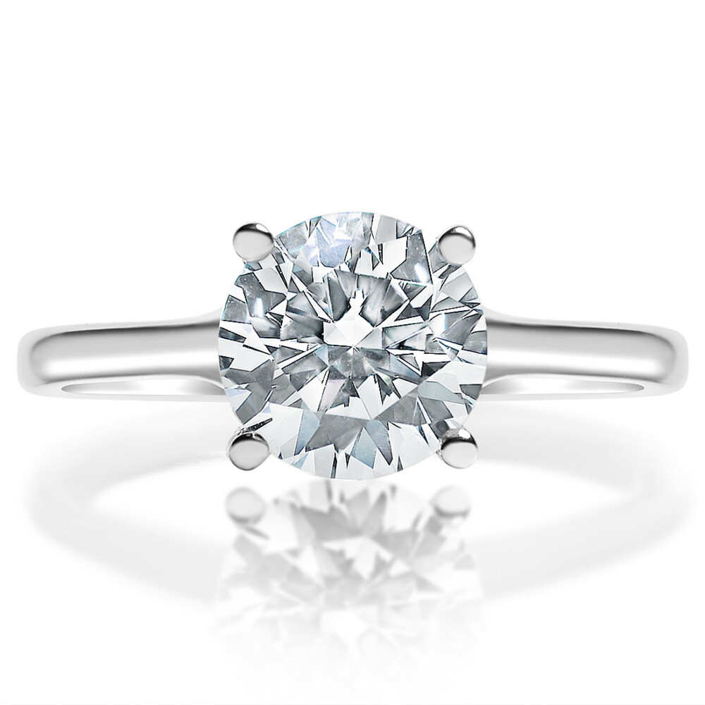 Round Solitaire Graduated Band Engagement Ring