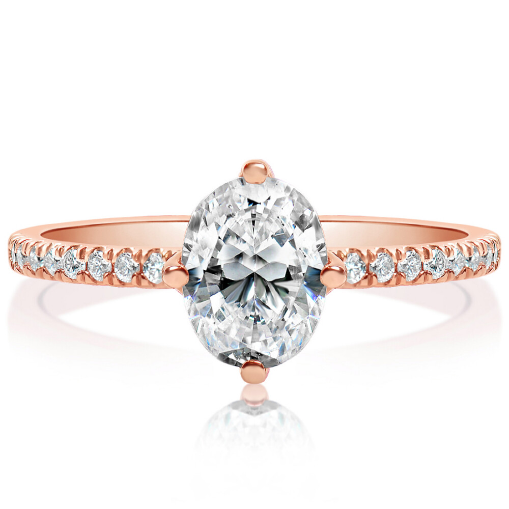Oval Kite Set Engagement Ring