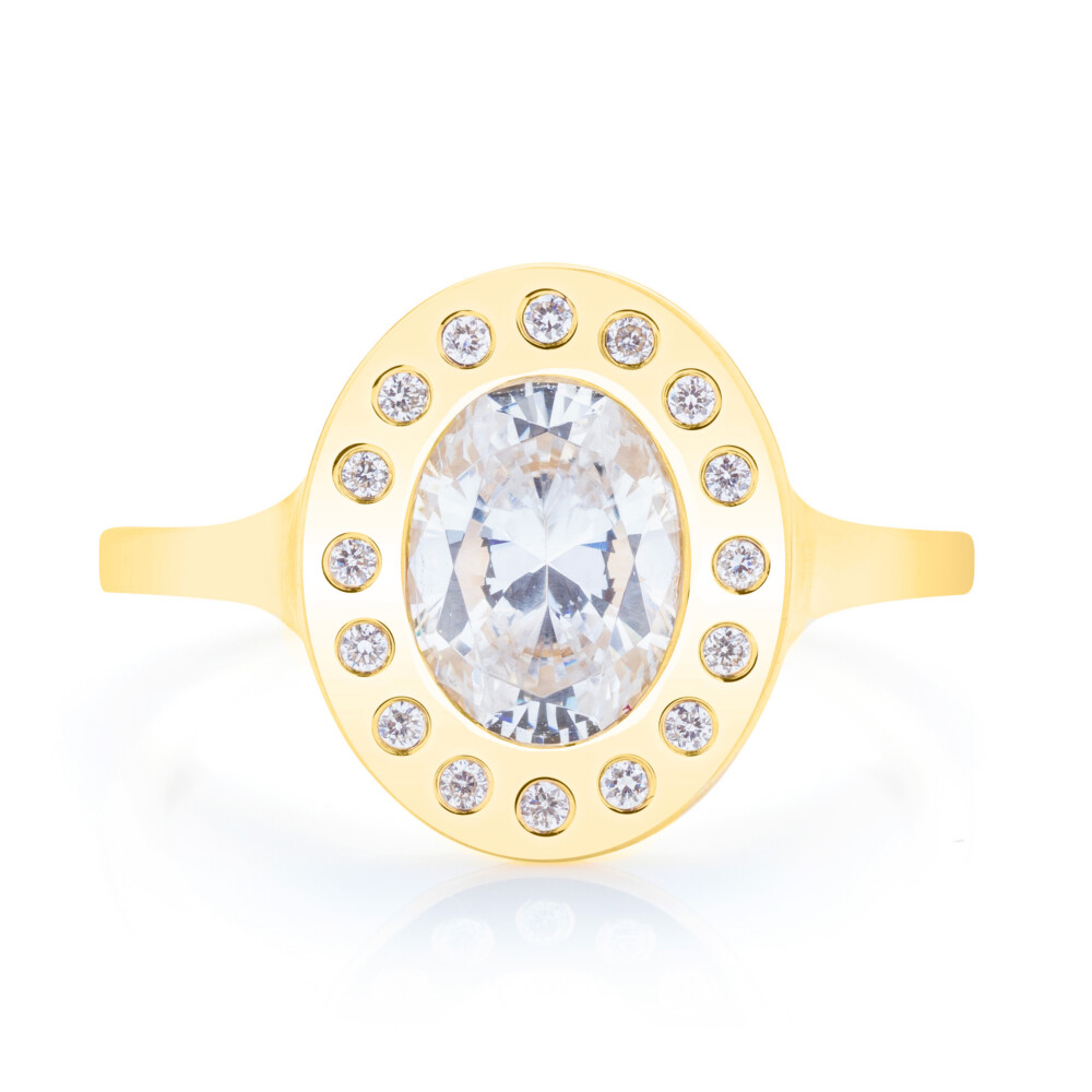 Oval Bezel Halo Engagement Ring