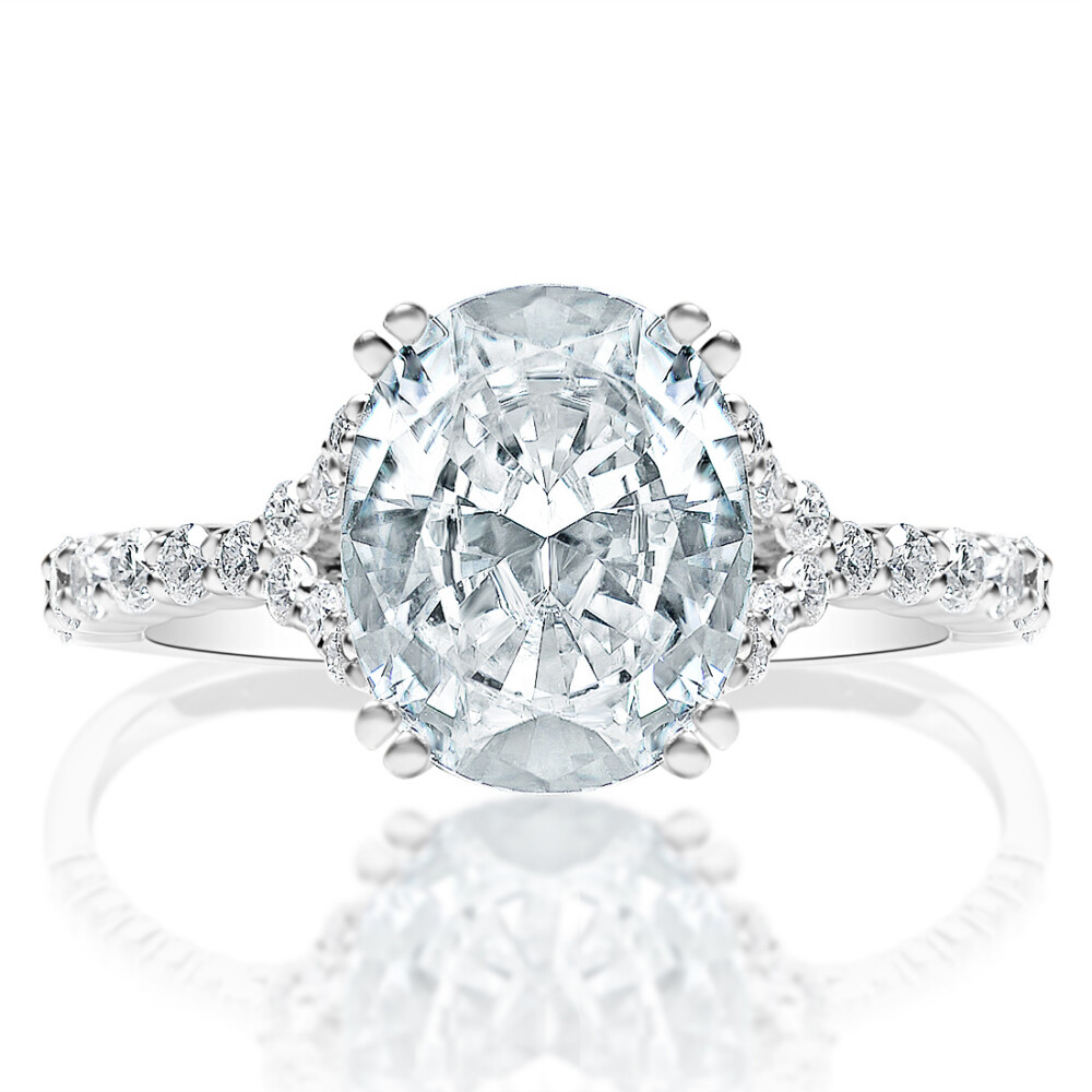 Oval Split Shank Double Prong Engagement Ring