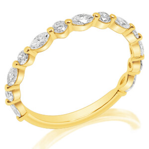 Round and Marquise Diamond Wedding Band