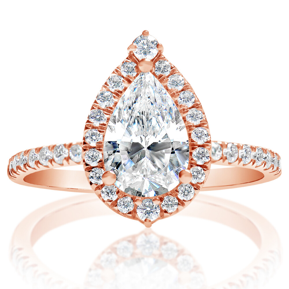 Pear Halo Pointed Tip Engagement Ring