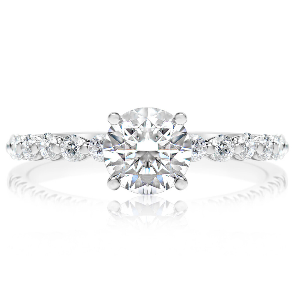 Round Diamond Bubble Band Shared Prong Engagement Ring