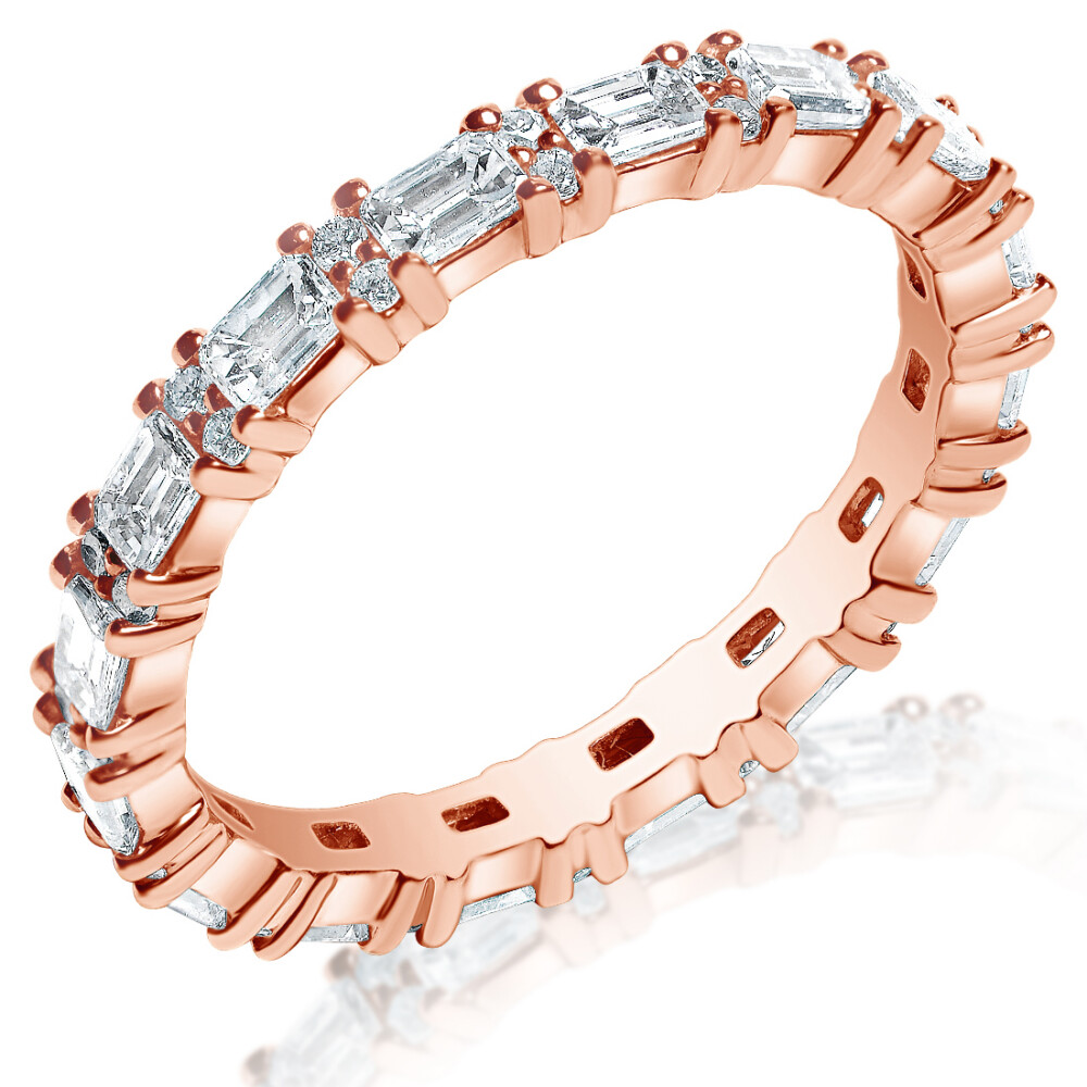 Emerald Cut and Round Eternity Band