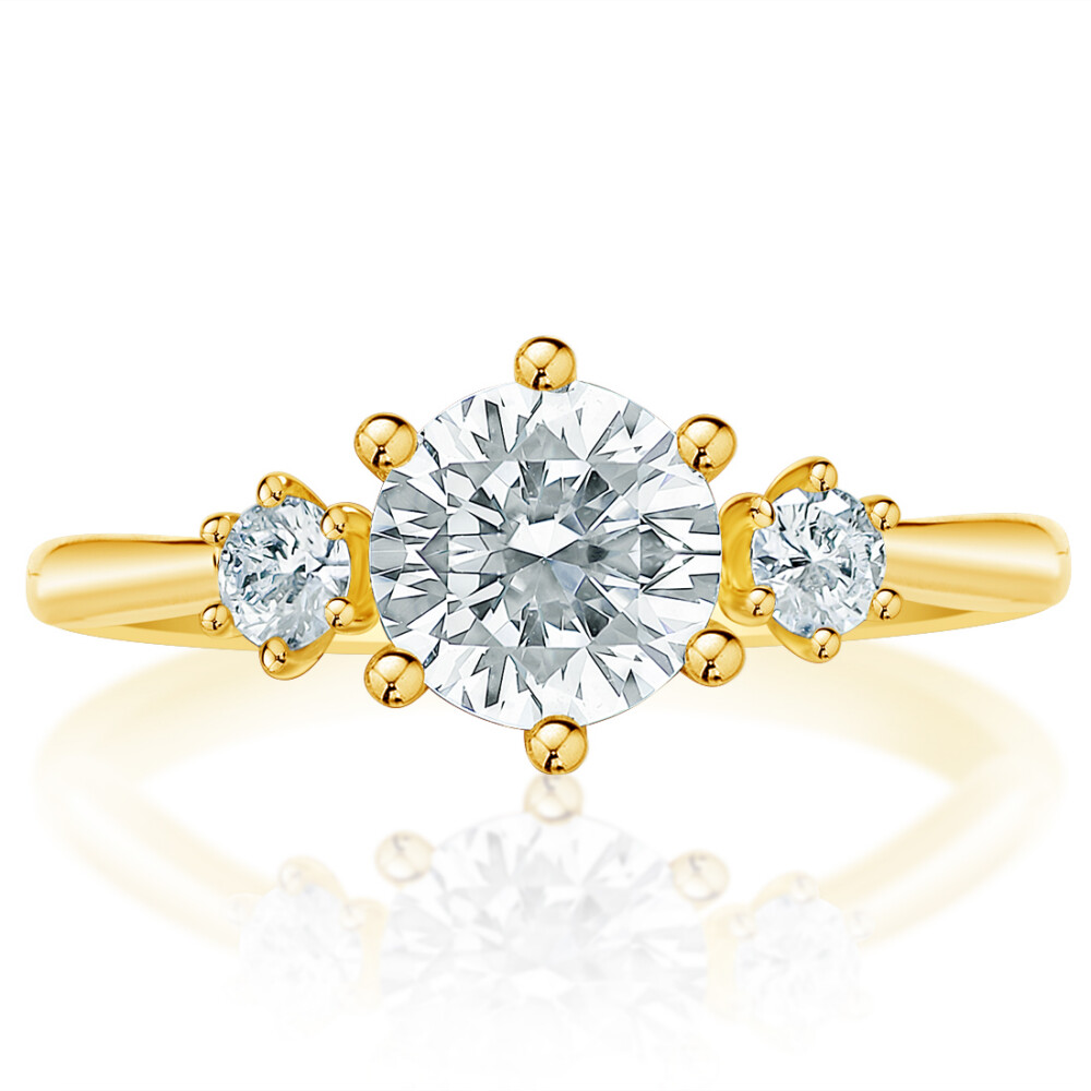 Round Three Stone Engagement Ring