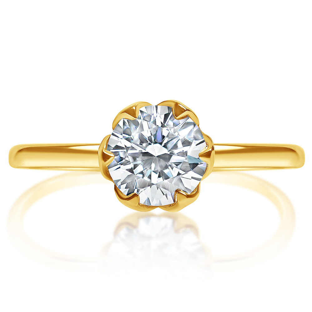 Round Solitaire Tulip Head Engagement Ring