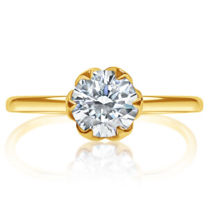 Round Solitaire Tulip Head Engagement Ring