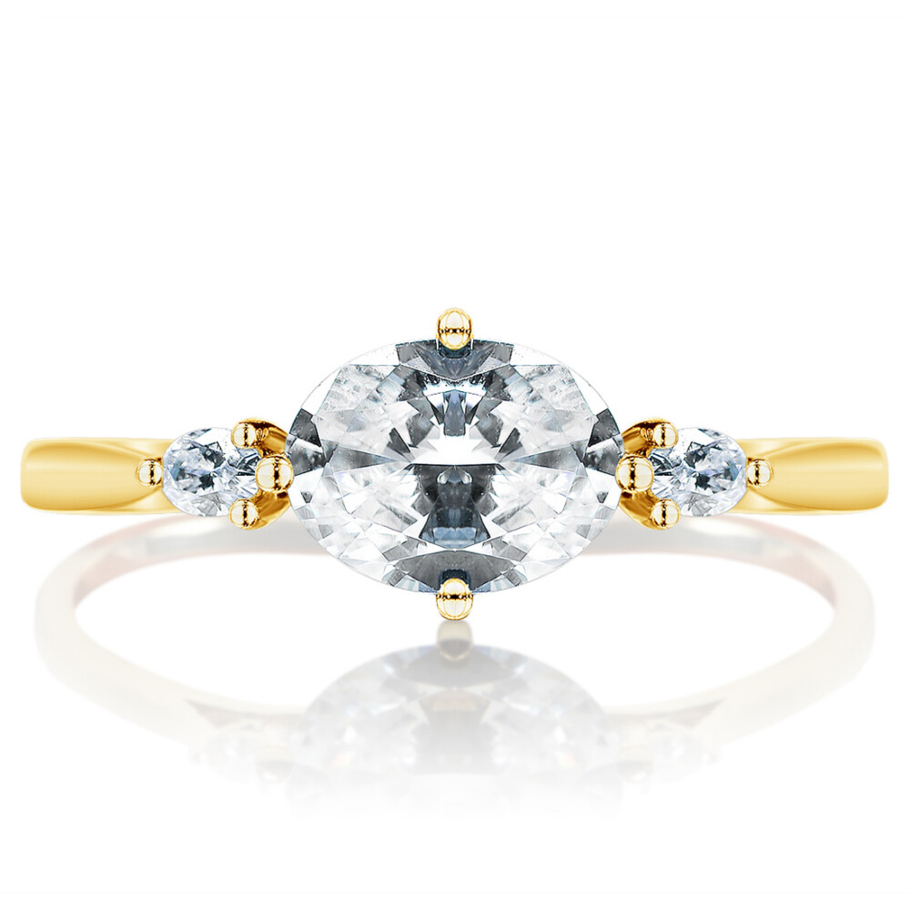 Oval Three Stone Engagement Ring