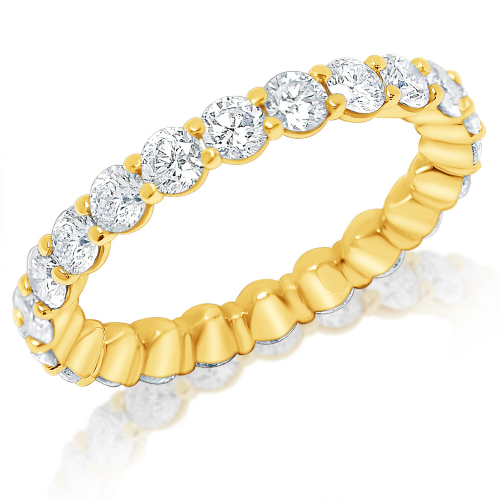 Round Diamond Double Shared Prong Eternity Band