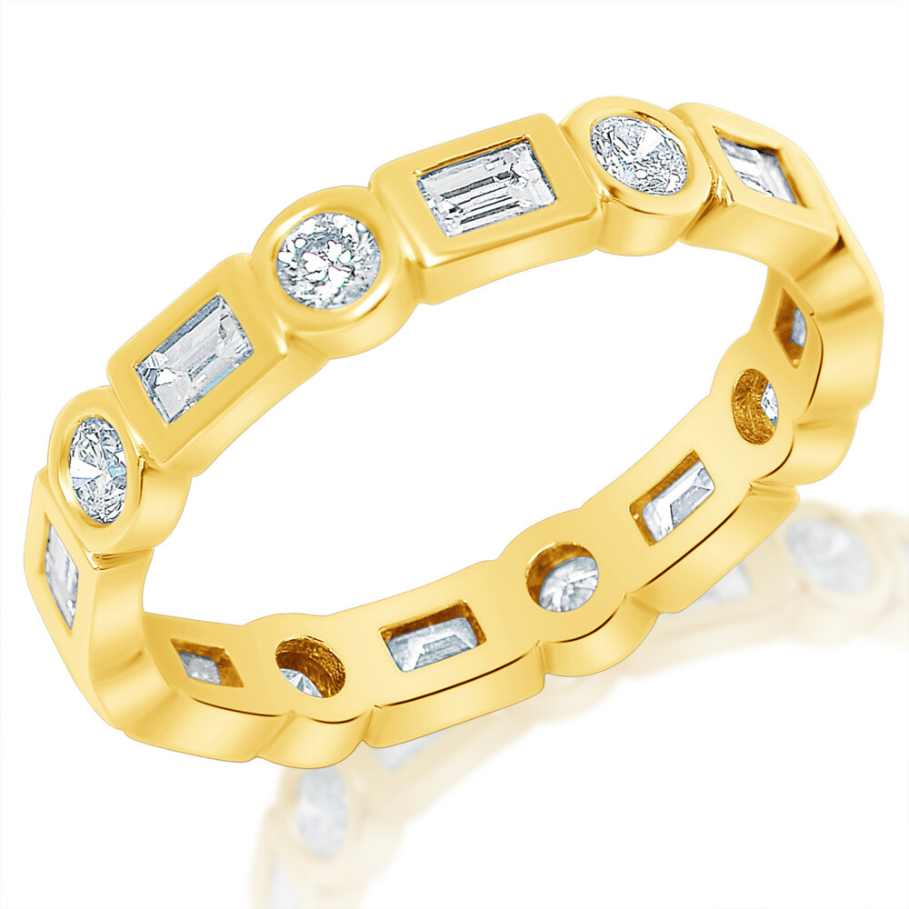 Round and Baguette Bezel Eternity Band