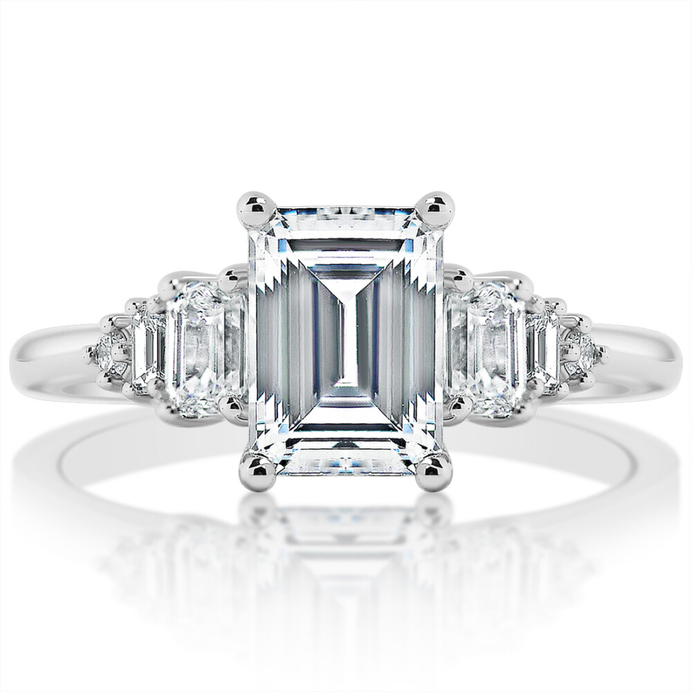 Emerald Sidestones Engagement Ring