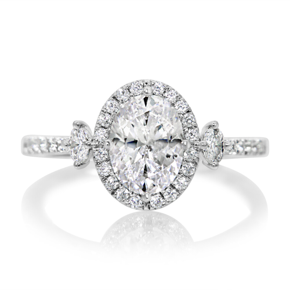 Oval Diamond Three Stone Engagement Ring