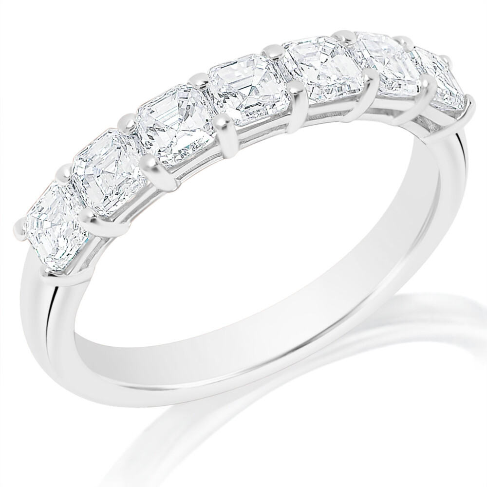 Asscher Diamond Shared Prong Wedding Band