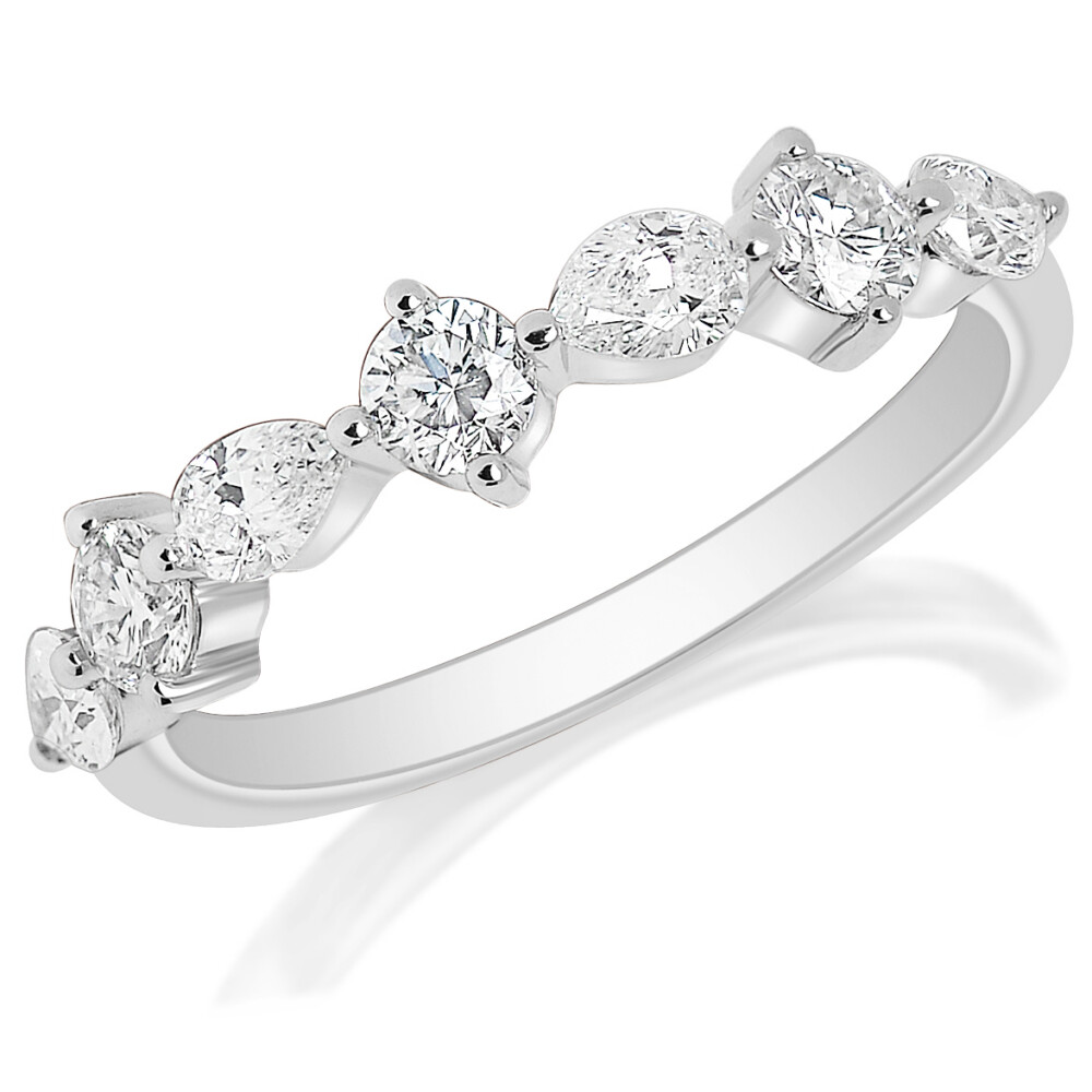 Round and East-West Pear Diamond Anniversary Band