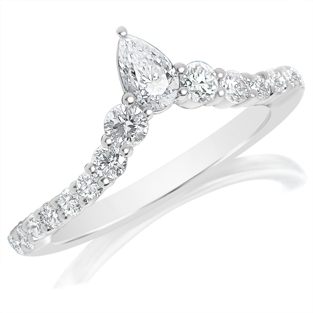 Pear Diamond Tip Curved Band