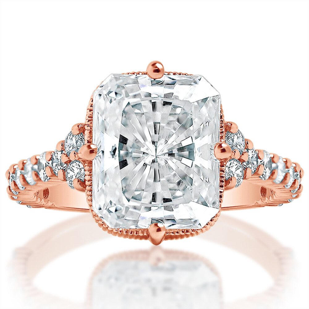 Cushion Diamond Compass Prong Split Shank Engagement Ring