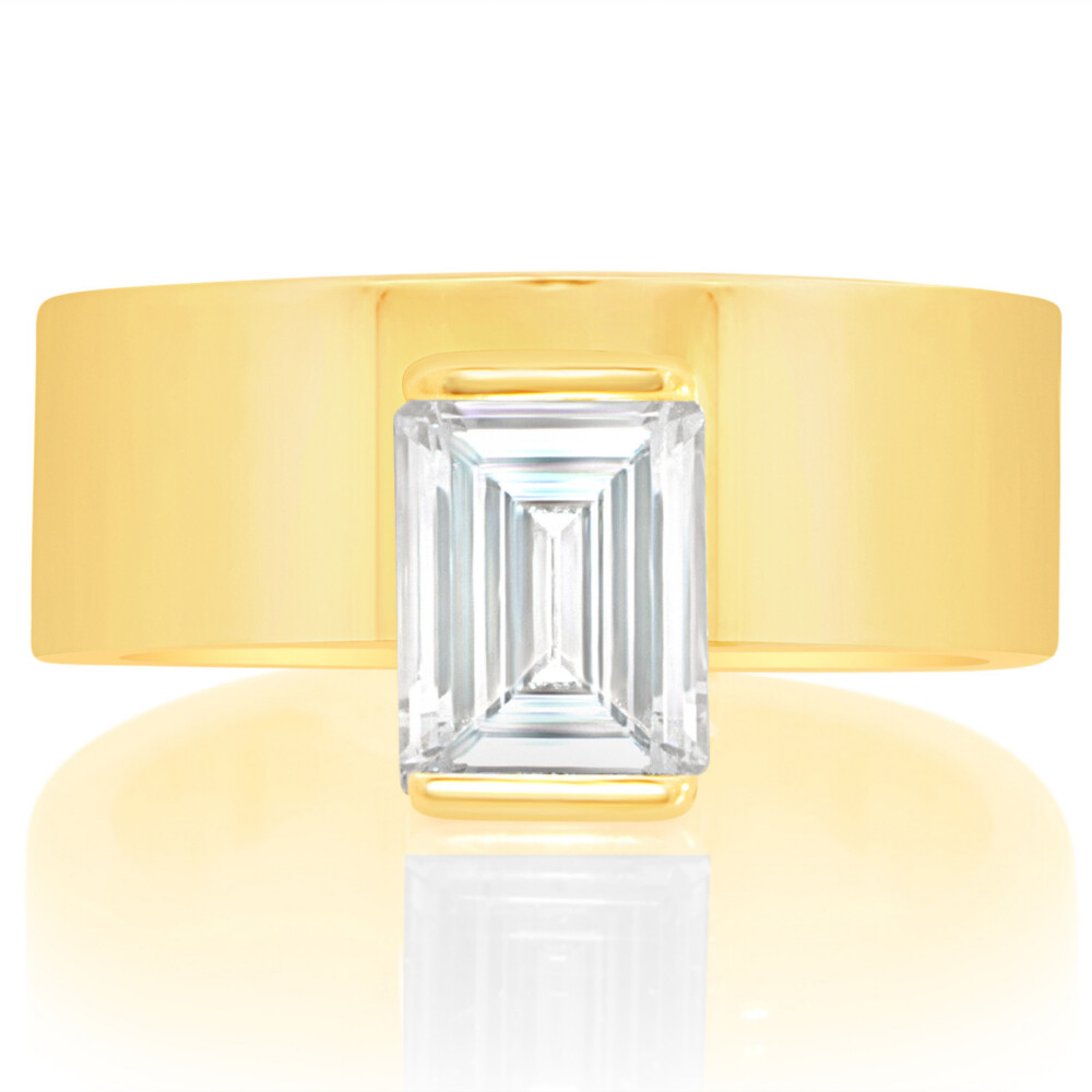 Half Bezel Cigar Design Engagement Ring